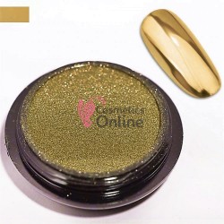 Pigment Metalic Mirror Effect pentru Gel UV sau Acril, NADP014OO Topaz + 2 aplicatoare